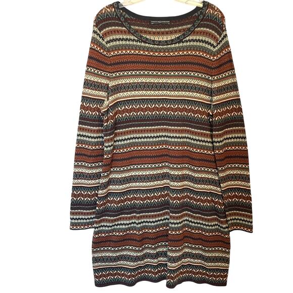 Peruvian Connection Zenima Sweater Dress Womens XL Fair Isle Espresso Multicolor - Picture 3 of 9